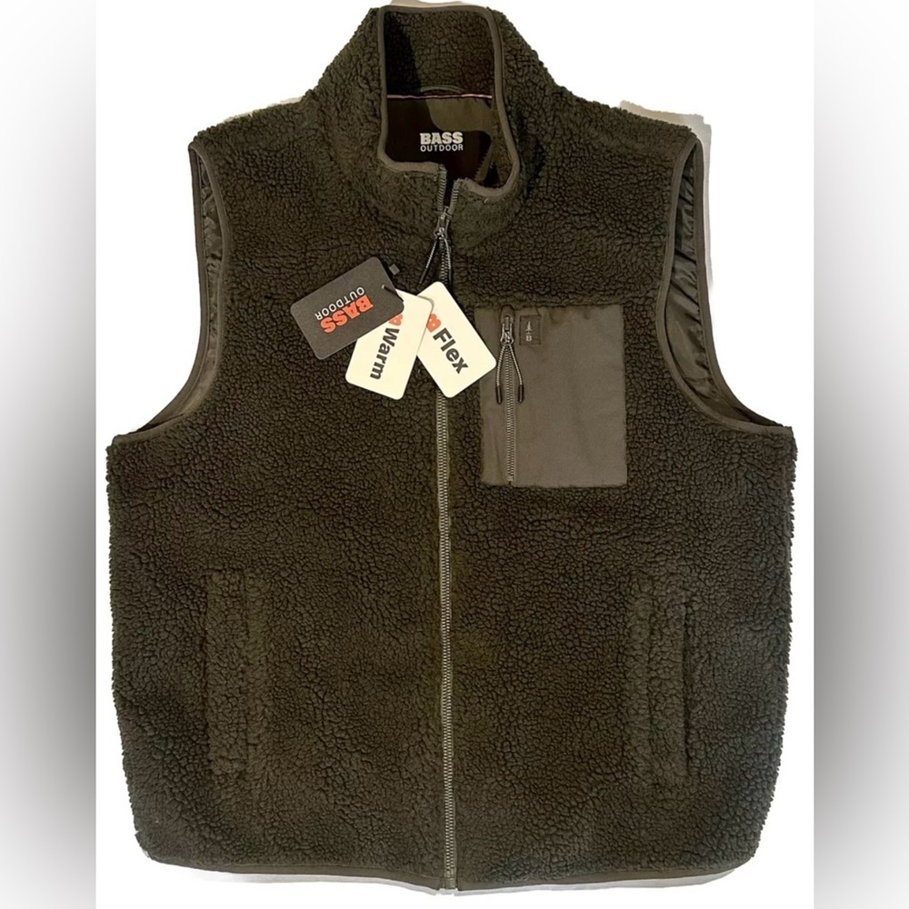 NEW XL NAPPY FLEECE GILET VEST BASS OUTDOOR WARM STRETCH FISHING MENS